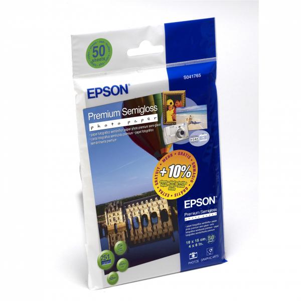 Epson Premium Semigloss Photo foto papier połysk biały 10x15cm 4x6 Inch 251 g m2 50 szt. C13S041765 atrament
