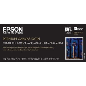 Epson 610 12.2 Paper Roll PremierArt Water Resistant Canvas Roll wodoodporny 24 Inch C13S041847 350 g m2 papier 610mmx12.2m bia