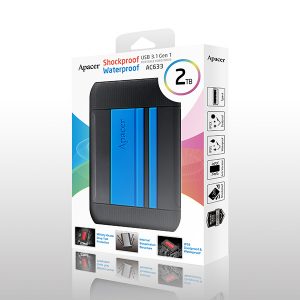 Apacer zewnętrzny dysk twardy AC633 2.5 Inch USB 3.0 3.2 Gen 1 2TB AP2TBAC633U 1 niebieski wstrząsoodporny odporny na kurz i