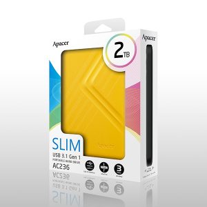 Apacer zewnętrzny dysk twardy AC236 2.5 Inch USB 3.0 3.2 Gen 1 2TB AP2TBAC236Y 1 żołty