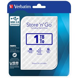 Verbatim zewnętrzny dysk twardy Store N Go 2.5 Inch USB 3.0 3.2 Gen 1 1TB 53206 biały
