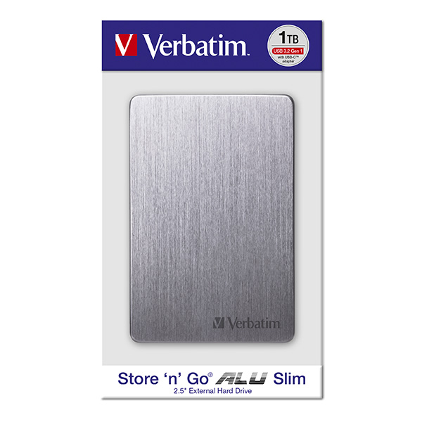 Verbatim zewnętrzny dysk twardy StorenGo ALU Slim 2.5 Inch USB 3.0 1TB 53662 szary szczotkowane aluminium
