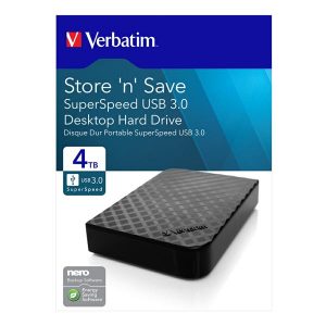 Verbatim zewnętrzny dysk twardy Store N Save 3.5 Inch USB 3.0 3.2 Gen 1 4TB 47685 czarny
