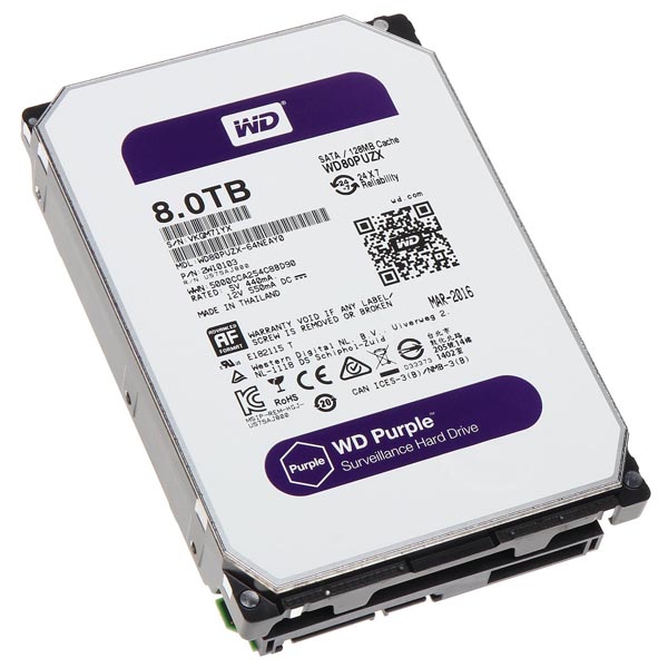 Western Digital wewnętrzny dysk twardy WD Purple 3.5 Inch SATA III 8TB 8000GB WD80PURZ