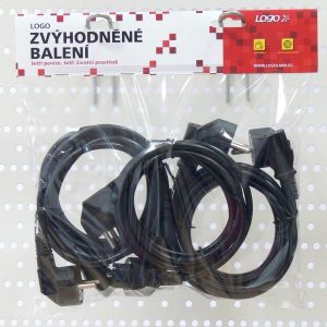 Kabel sieciowy 230V zasilacz CEE7 widelec C13 2m VDE approved czarny Logo 5 pack economy cena za 1 szt.