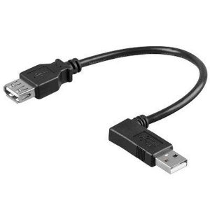 Przedłużacz USB 2.0 USB A samec USB A F 0.1m pod katem 90°, czarny