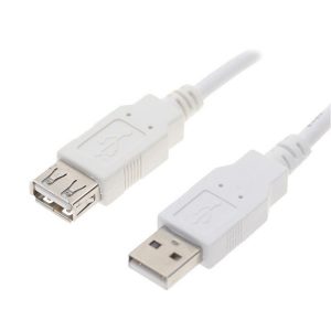 USB kabel 2.0 USB A samec USB A F 0.3m czarny biały Logo