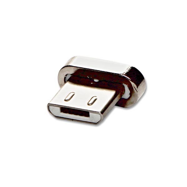 Kabel USB z zestawem końcowek 2.0 USB A samec 1m przewod okrągły w oplocie srebrny magnetyczne końcowki - obrazek 3