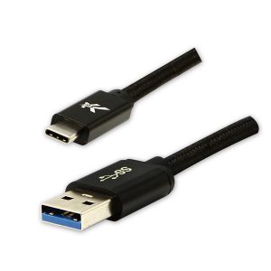 USB kabel 3.2 gen 1 USB A samec 2m 5 Gb s 5V 3A czarny Logo box oplot nylonowy aluminiowa osłona złącza