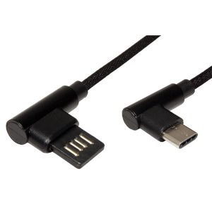 USB kabel 2.0 USB A samec  3m okrągły czarny plastic bag konektor 90&deg,