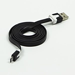 USB kabel 2.0 USB A samec  1m płaski czarny Logo blistr