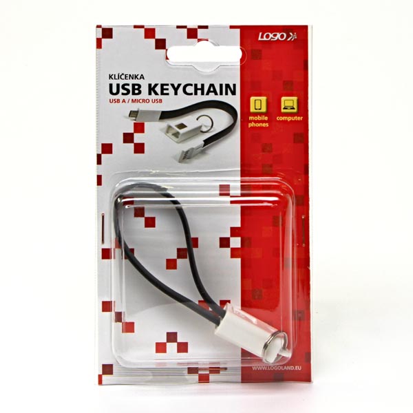 USB kabel 2.0 USB A samec 0.2m czarny Logo blistr breloczek na klucze - obrazek 5
