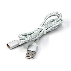 USB kabel 2.0 USB A samec  magnetyczna końcowka 1m srebrny