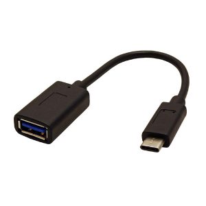 USB redukcja 3.0 USB C samec  USB A F 0.15m okrągły czarny plastic bag kabel OTG
