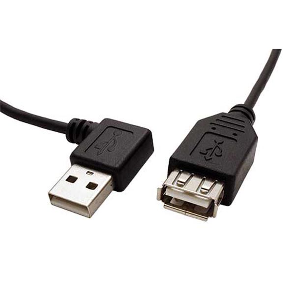Przedłużacz USB 2.0 USB A samec USB A F 0.3m Kabel kątowy USB 90°, czarny - obrazek 2
