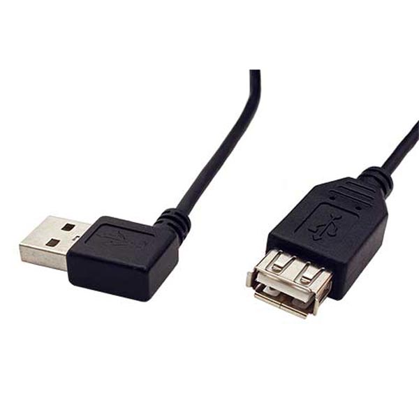 Przedłużacz USB 2.0 USB A samec USB A F 0.3m Kabel kątowy USB 90°, czarny - obrazek 3