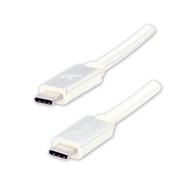 USB kabel 3.2 gen 1 USB C samec 2m 5 Gb s 5V 3A biały Logo box oplot nylonowy aluminiowa osłona złącza