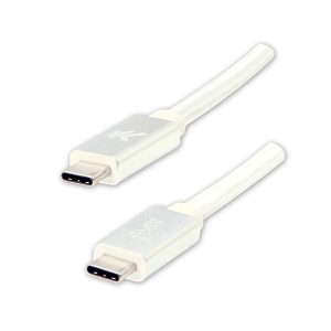 USB kabel 3.2 gen 2 USB C samec  1m Power Delivery 100W 10 Gb s 20V 5A biały Logo box oplot nylonowy aluminiowa osłona