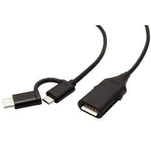 USB kabel 2.0 USB A samice+M  1m okrągły czarny plastic bag z redukcją do USB C OTG