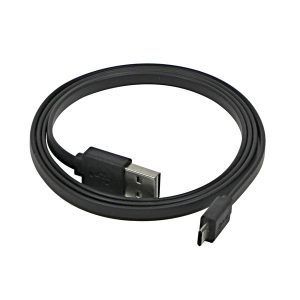 USB kabel 2.0 USB A samec reversible  1m płaski czarny