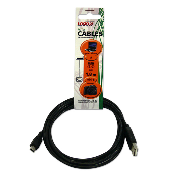 USB kabel 2.0 USB A samec 1.8m czarny Logo cena za 1 szt. - obrazek 4