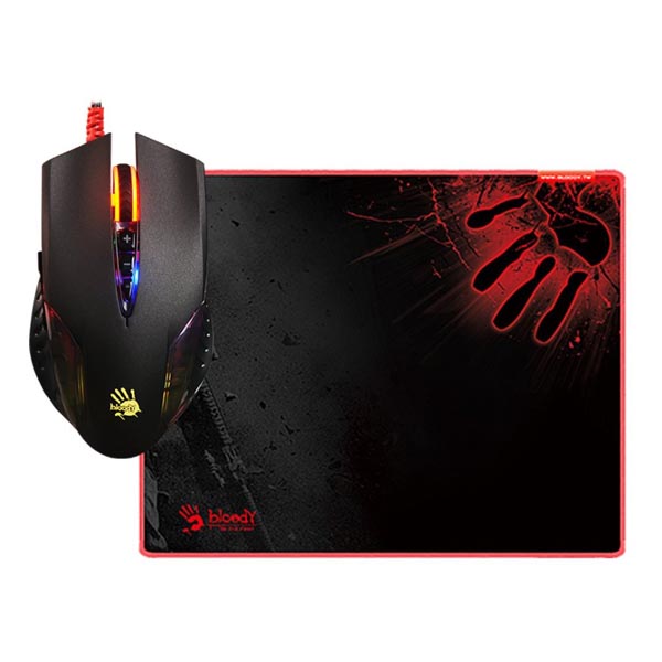 A4Tech Mysz BLOODY Q5081S 3200DPI optyczna 8kl. przewodowa USB czarna z podkładką gamingową metalowe ślizgacze