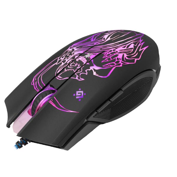 Defender Mysz Ghost GM 190L 3200DPI optyczna 6kl. przewodowa USB czarna z podkładką gamingową podświetlona