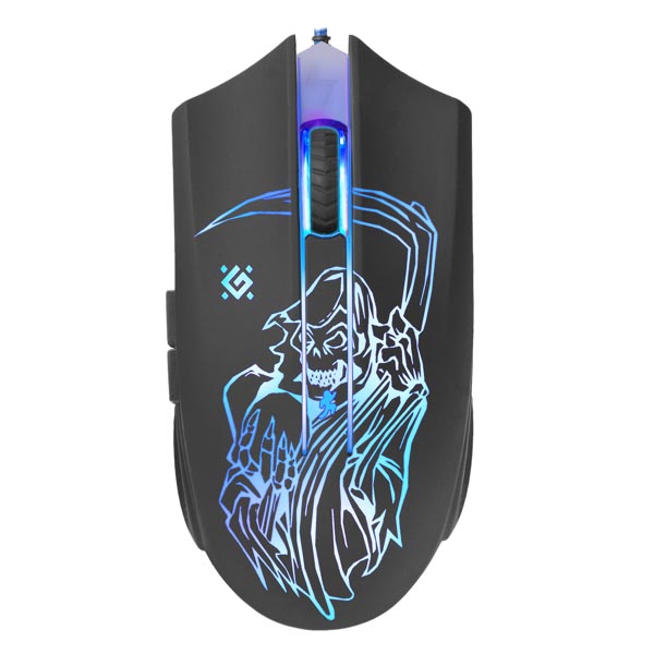 Defender Mysz Ghost GM 190L 3200DPI optyczna 6kl. przewodowa USB czarna z podkładką gamingową podświetlona - obrazek 4