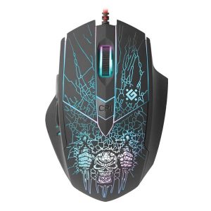 Defender Mysz Doom Fighter GM 260L 3200DPI optyczna 6kl. przewodowa USB czarna z podkładką gamingową podświetlona