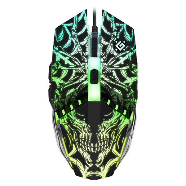 Defender Mysz Prototype GM 670L 2400DPI optyczna 6kl. przewodowa USB czarna do gry podświetlona