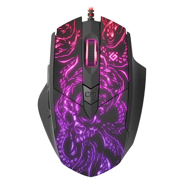 Defender Mysz Titan GM 650L 6400DPI optyczna 6kl. przewodowa USB czarna do gry podświetlona