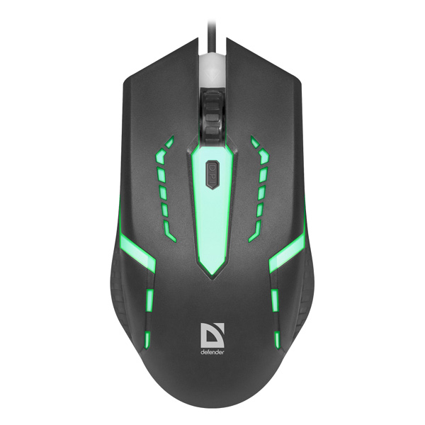 Defender Mysz Hit MB 601 1200DPI optyczna 4kl. przewodowa USB czarna do gry podświetlona