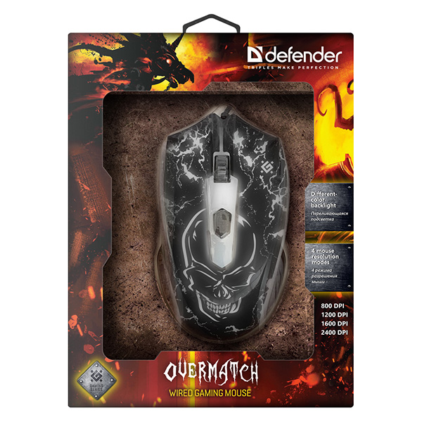 Defender Mysz Overmatch GM 069 2400DPI optyczna 4kl. przewodowa USB czarna do gry podświetlona - obrazek 4