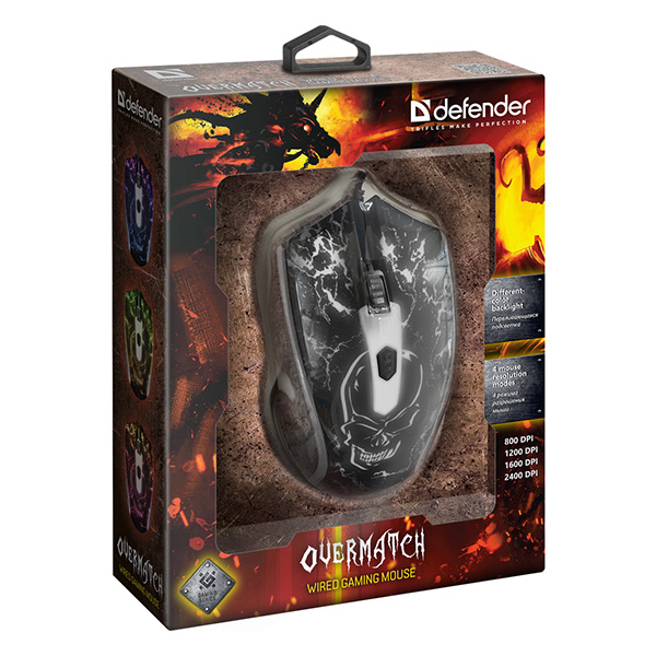 Defender Mysz Overmatch GM 069 2400DPI optyczna 4kl. przewodowa USB czarna do gry podświetlona - obrazek 5