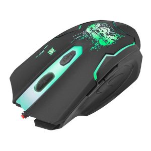 Defender Mysz Skull GM 180L 3200DPI optyczna 6kl. przewodowa USB czarna z podkładką gamingową podświetlona