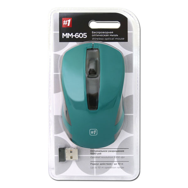 Defender Mysz MM 605 1200DPI 2.4 GHz optyczna 3kl. bezprzewodowa turkusowa 2 szt AAA nano odbiornik - obrazek 3