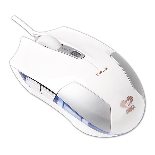 E blue Mysz Cobra S 1600DPI optyczna 6kl. przewodowa USB biała