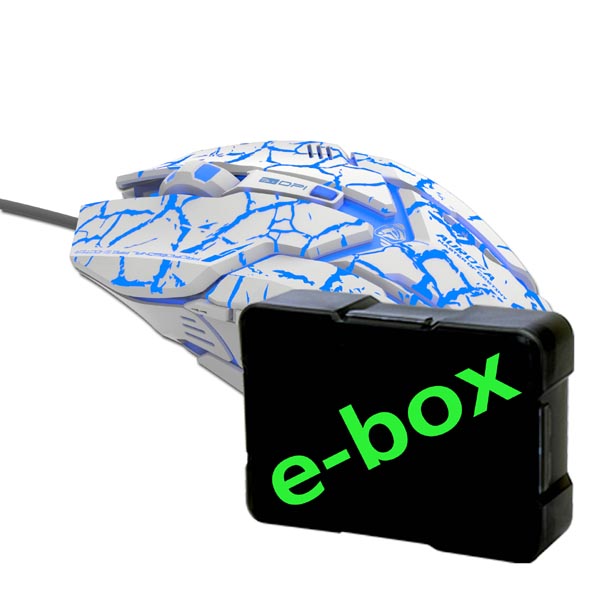 E blue Mysz Auroza Gaming 4000DPI optyczna 6kl. przewodowa USB biała do gry e box