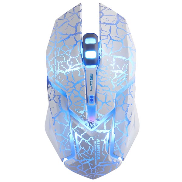 E blue Mysz Auroza Gaming 4000DPI optyczna 6kl. przewodowa USB biała do gry - obrazek 4