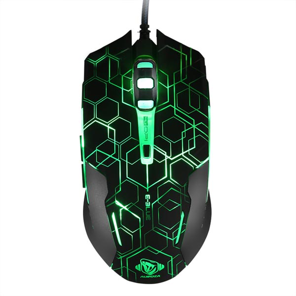 E blue Mysz Auroza EMS636 Hexagon 2500DPI optyczna 6kl. przewodowa USB czarna do gry PROMO - obrazek 3