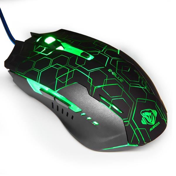 E blue Mysz Auroza EMS636 Hexagon 2500DPI optyczna 6kl. przewodowa USB czarna do gry PROMO - obrazek 6