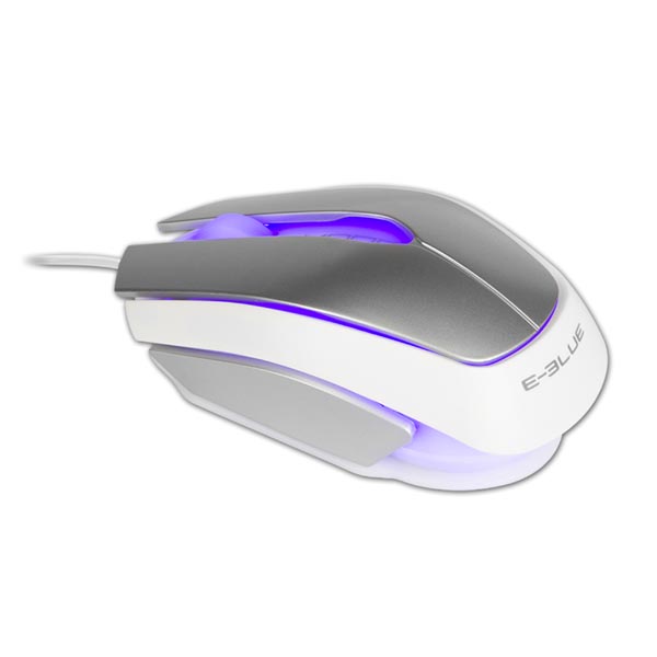 E blue Mysz Mood 2400DPI optyczna 3kl. przewodowa USB srebrna 3 kolory podświetlania