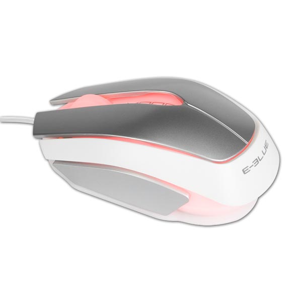 E blue Mysz Mood 2400DPI optyczna 3kl. przewodowa USB srebrna 3 kolory podświetlania - obrazek 2