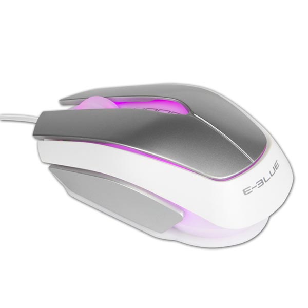 E blue Mysz Mood 2400DPI optyczna 3kl. przewodowa USB srebrna 3 kolory podświetlania - obrazek 3