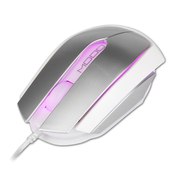 E blue Mysz Mood 2400DPI optyczna 3kl. przewodowa USB srebrna 3 kolory podświetlania - obrazek 8