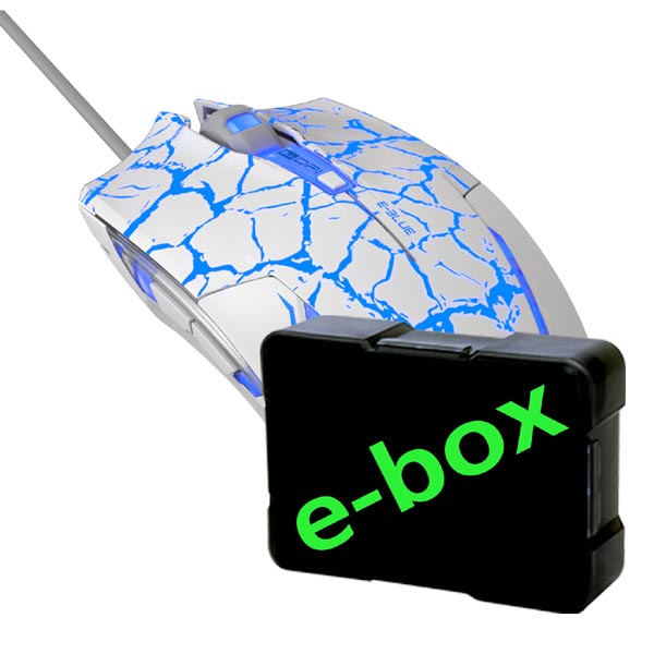 E blue Mysz Cobra 2500DPI optyczna 6kl. przewodowa USB biało niebieska do gry e box