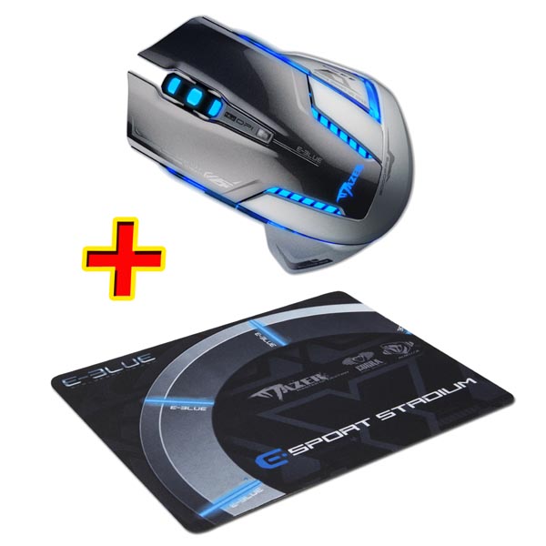 E blue Mysz Mazer R II 2500DPI 2.4 GHz optyczna 6kl. bezprzewodowa szara 2 szt AA do gry PROMO