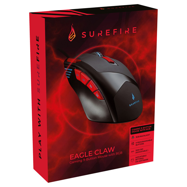 Surefire Mysz Eagle Claw Gaming 6400DPI optyczna 9kl. przewodowa USB czarna dla gracza RGB - obrazek 7