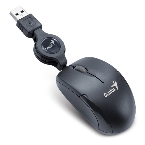 Genius Mysz Micro Traveler V2 1200DPI optyczna 3kl. przewodowa USB czarna Micro