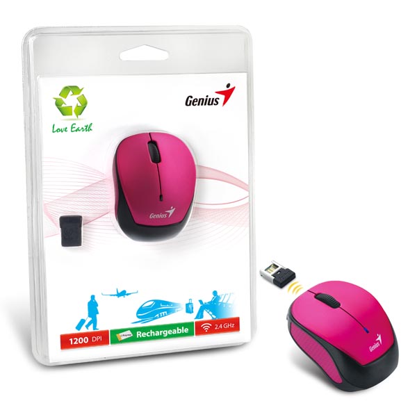 Genius Mysz Micro Traveler 9000R V3 1200DPI 2.4 GHz optyczna 3kl. bezprzewodowa ciemno fioletowy wbudowany akumulator un - obrazek 2